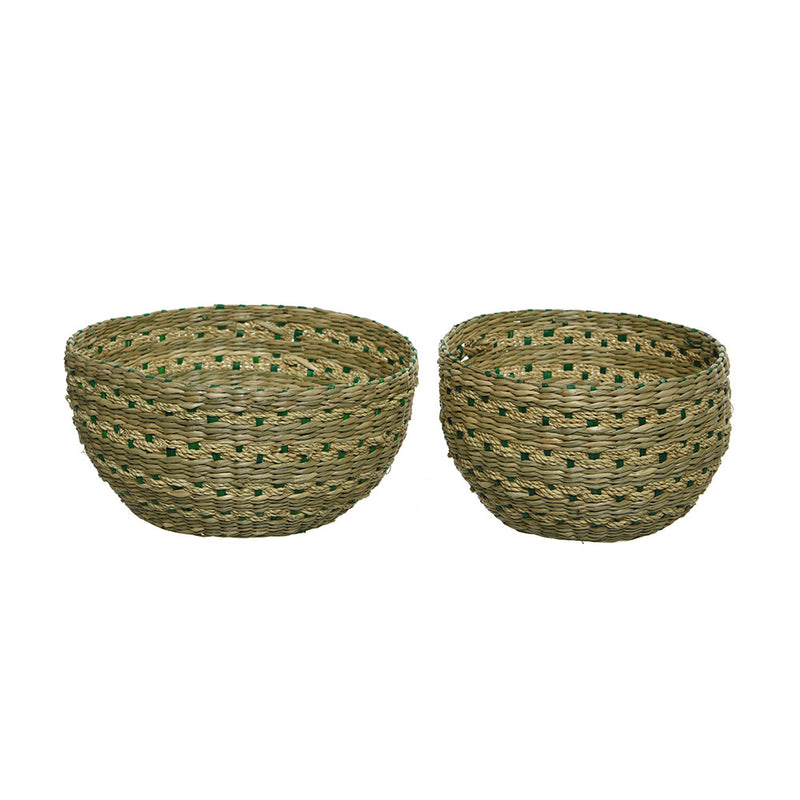 Set of 2 Natural Baskets Ø20x10cm, Ø16x10cm Assorted Colors/Models