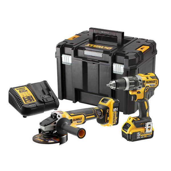 S.Of. Kit Xr 18V  Taladro Percutor + Dcg405 Amoladora + 2 Baterías Li-Ion 5Ah + Maletín Tstak Vi Dck2080P2T-Qw Dewalt