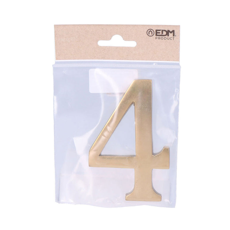 Number 4 Polished Brass 10cm Invisible Fixing Edm