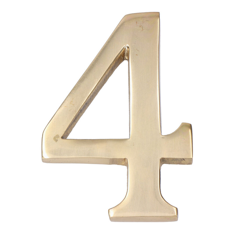 Number 4 Polished Brass 10cm Invisible Fixing Edm