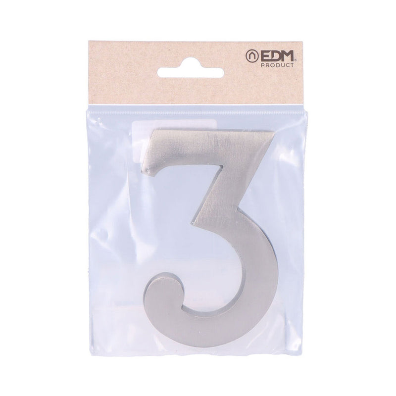 Number 3 Matte Nickel 10cm Invisible Fixing Edm