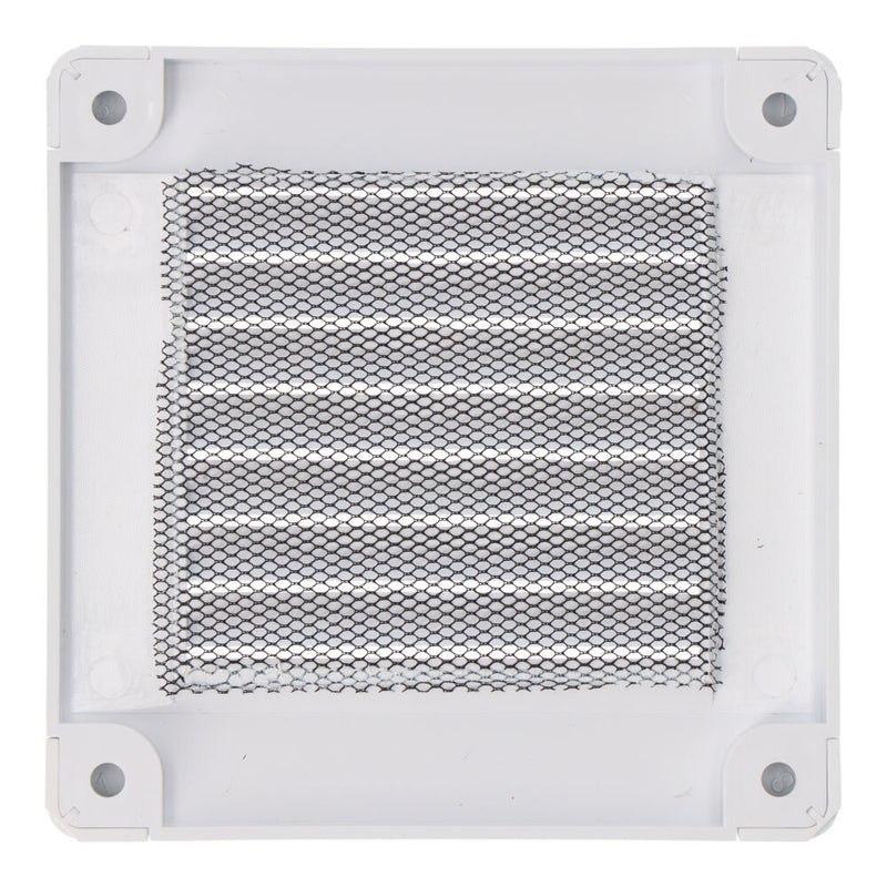 Rejilla Ventilación Cuadrada Con Tapones Y Mosquitera 100X100X7Mm Abs Blanca