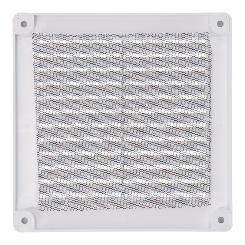 Rejilla Ventilación Cuadrada Con Tapones Y Mosquitera150X150X7Mm Abs Blanca