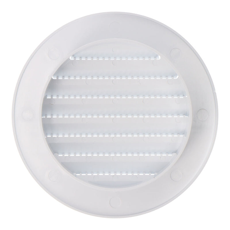 Rejilla Ventilación Redonda Empotrable Con Mosquitera Ø80Mm  Abs Blanca