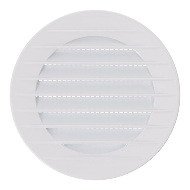 Rejilla Ventilación Redonda Empotrable Con Mosquitera Ø80Mm  Abs Blanca