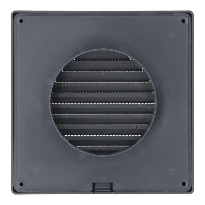 Rejilla Ventilación Cuadrada Empotrable Ø 100Mm Con Mosquitera 170X170X11,5Mm  Abs Gris