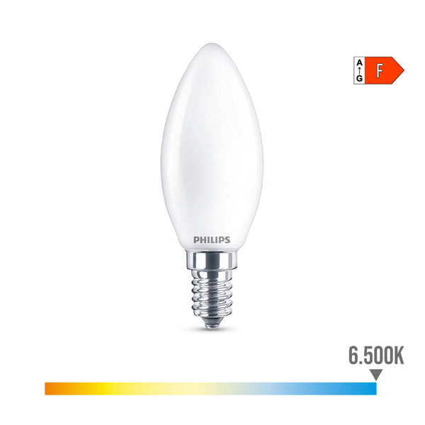 Bombilla Vela Led E14 4,3W 470Lm 6500K Luz Fria Ø3,5X9,7Cm, Philips