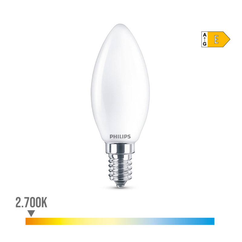 Bombilla Vela Led E14 6,5W 806Lm 2700K Luz Calida Ø3,5X9,7Cm, Philips