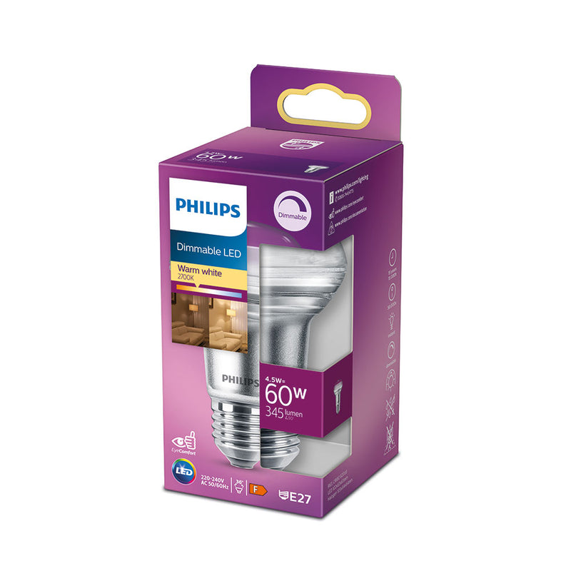 Bombilla Led 36D 4,5W R63, 345Im E27 2700K, Philips