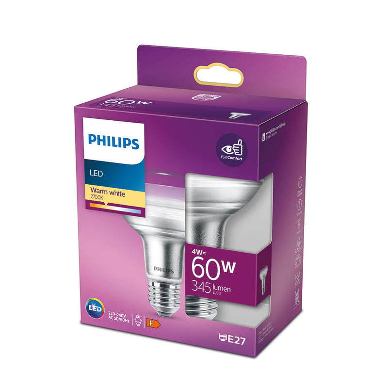 Bombilla Reflectora Led Cla 36D 4W R80, 345Im E27 2700K, Philips