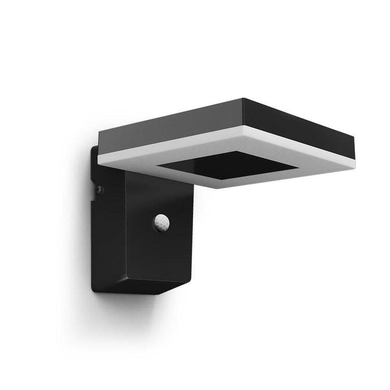 Ultra-efficient Square Solar Wall Light, IP44 1.3W, 250Im 3000K, Warm Light, Philips