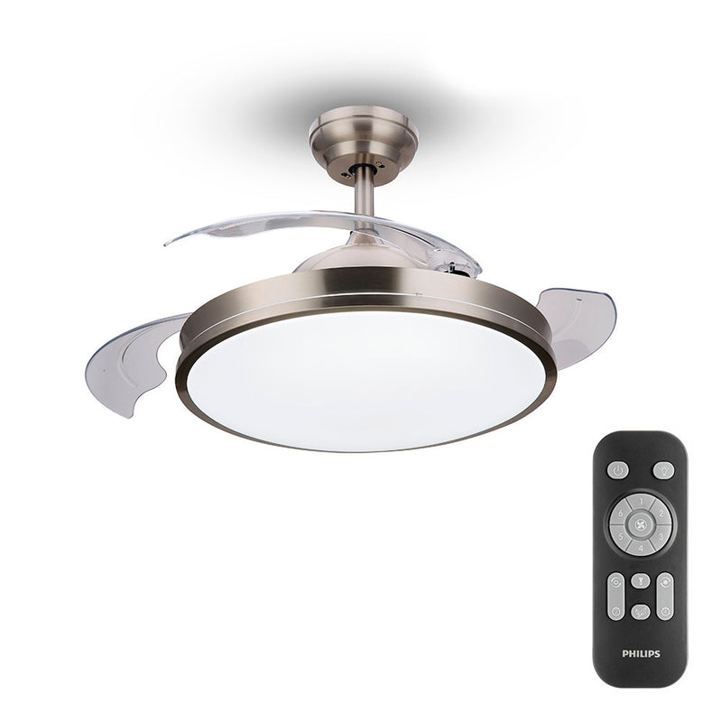 LED Ceiling Fan Model Atlas, Color Nikel, Power: 28+35W Blades: Ø106Cm With Remote Control Philips