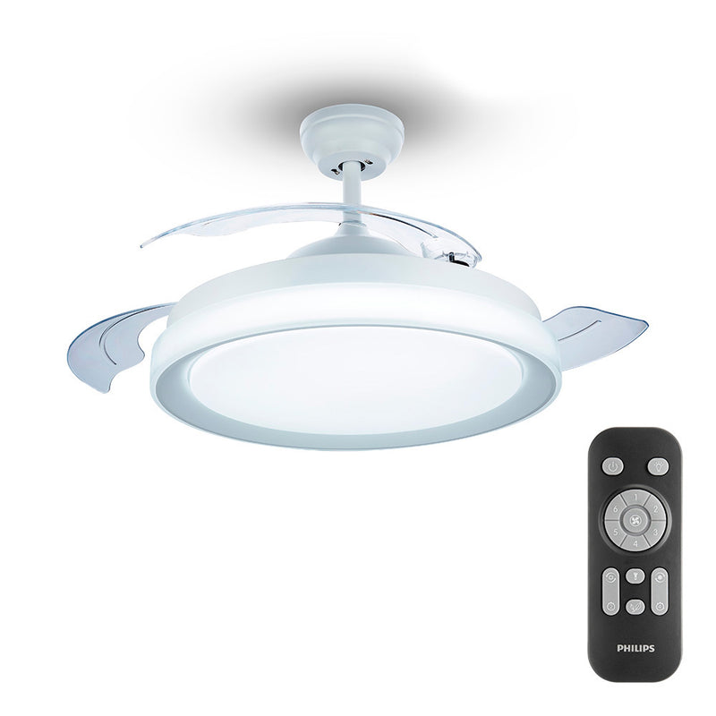 LED Ceiling Fan Model Atlas, White Color, Power: 28+35W Blades: Ø106Cm With Remote Control Philips