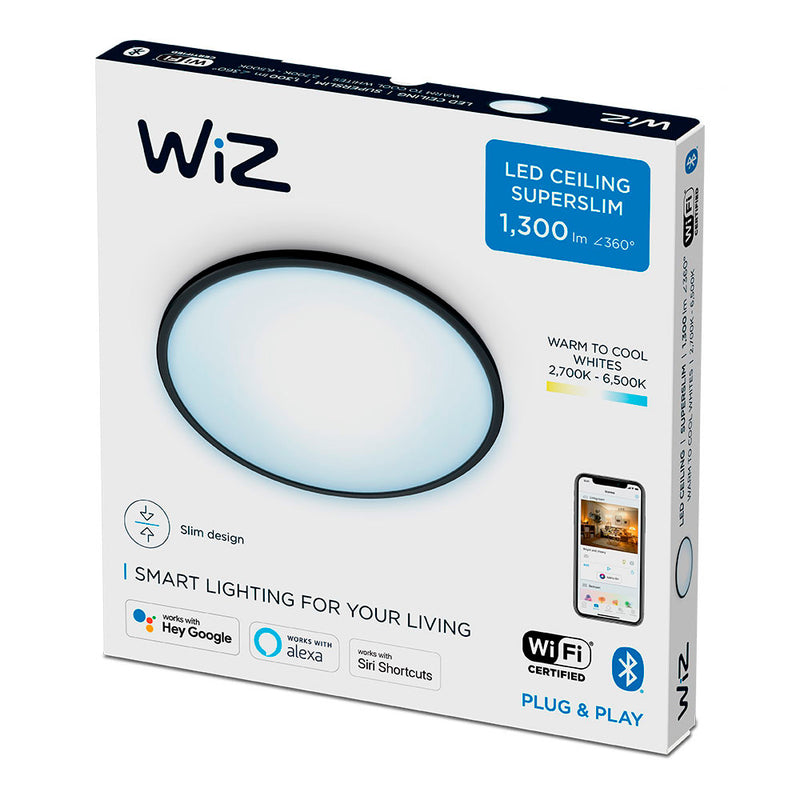 Plafon Led Wiz 14W 1300Lm Ø242Mm Marco Negro Philips