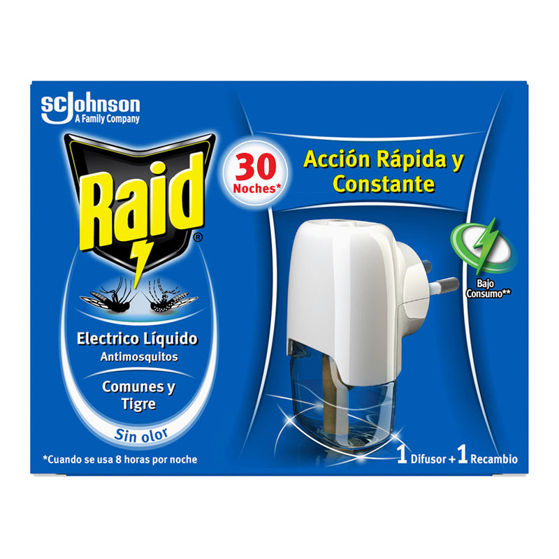 Raid Eléctrico Líquido 1 Difusor+1 Recambio Para 30 Noches