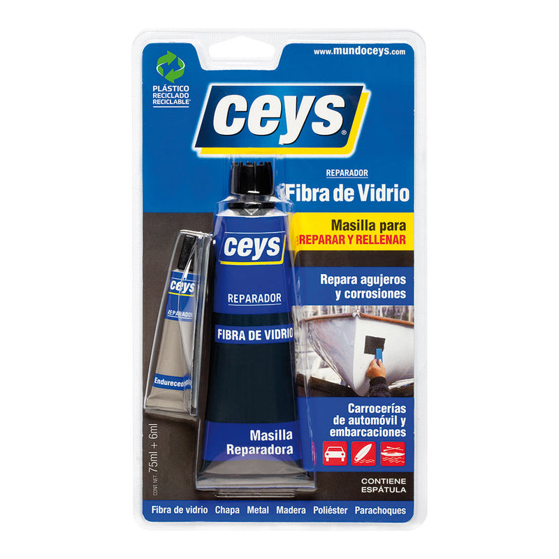 Ceys Reparador Fibra Vidrio 75Ml+6Ml Blister 505002