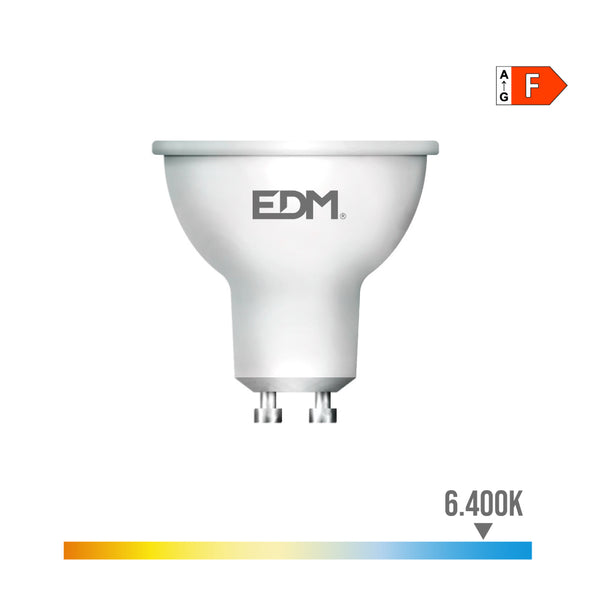 Bombilla Dicroica Led Gu10 7W 550Lm 6400K Luz Fria 45° Ø5X5,5Cm Edm