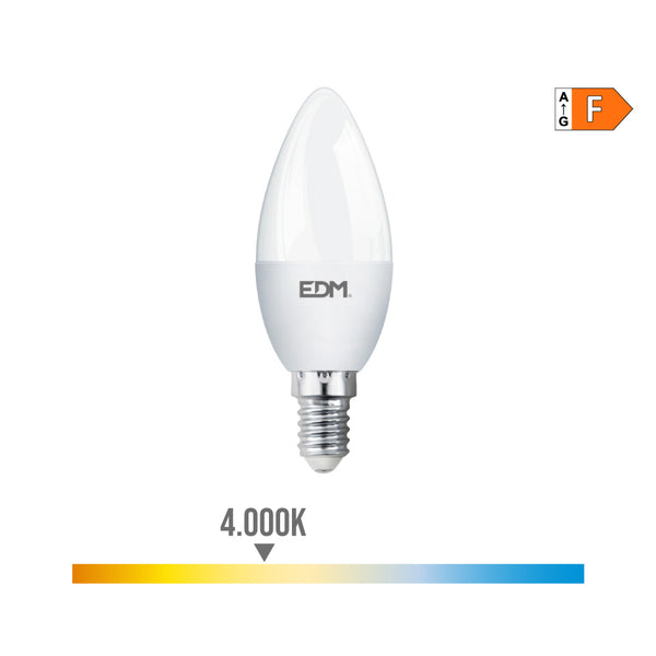 Bombilla Vela Led E14 7W 600Lm 4000K Luz Dia Ø3,5X10,7Cm Edm