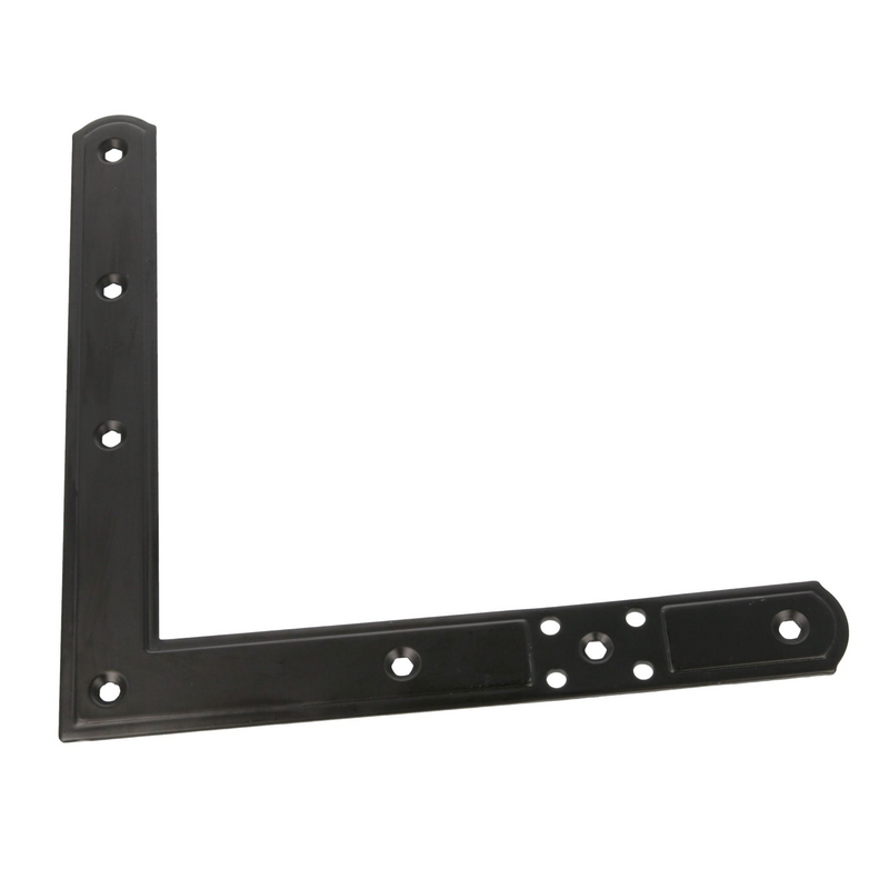 Black left reinforcement bracket for shutters with 150mm fixing distance