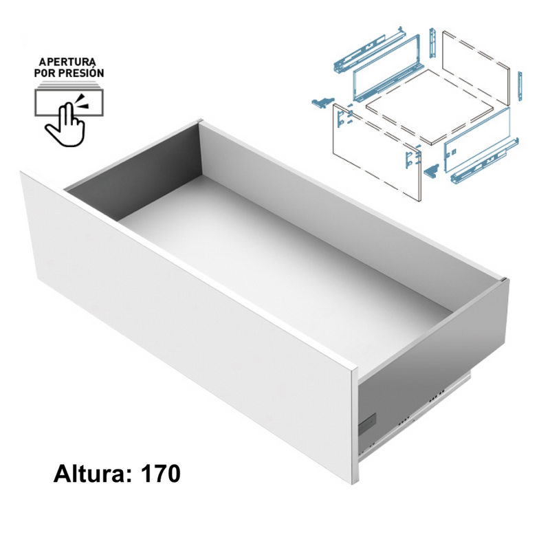 Cajón modular-Slim antracita de apertura a presión de 170 de alto y 350 de ancho