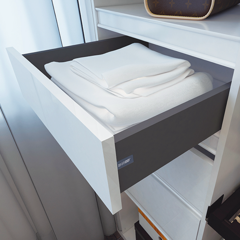 White SLIM modular drawer set with full extension and silent closing, 80 cm high and 550 cm wide