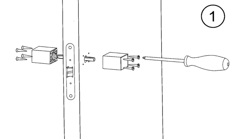 Plano para instalar manilla con roseta rectangular