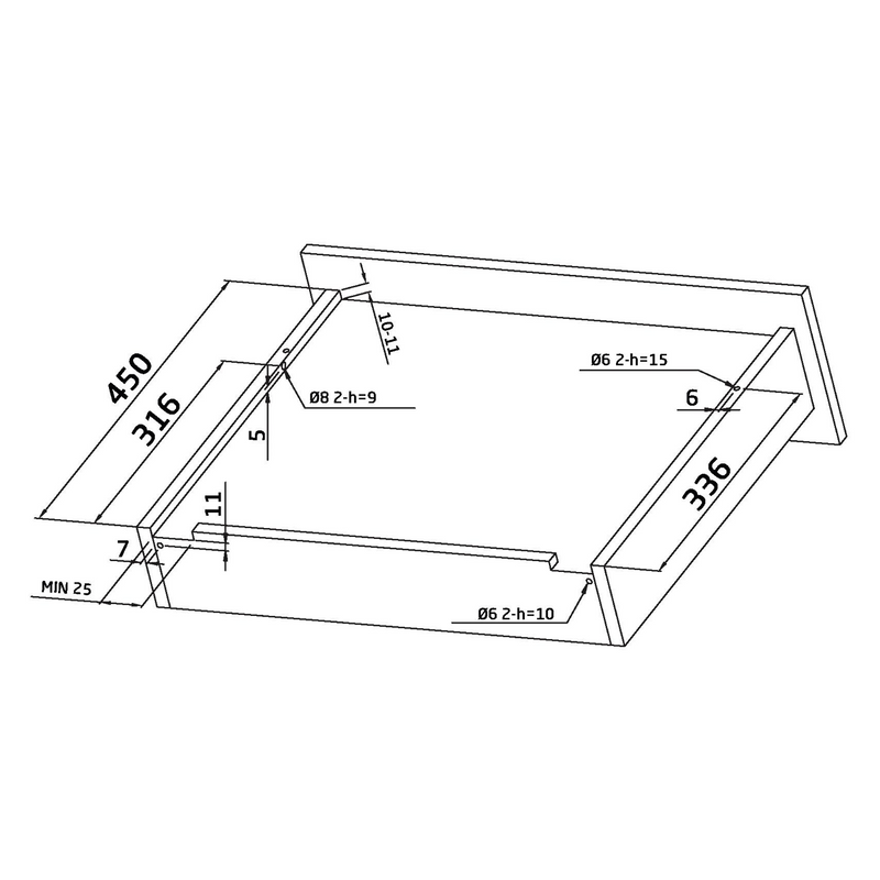 2 guías ocultas de 450mm para cajón con regulación 4.5mm de cierre suave y cargas de 25kg por cada par