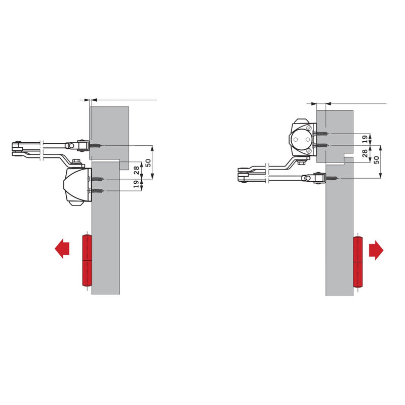 Cierrapuertas Dorma TS68 de fuerza regulable de 2 a 4 con brazo normal