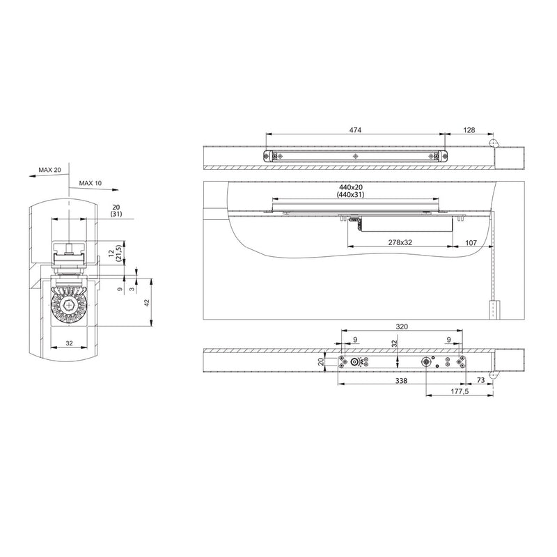 Cierrapuertas DC840 de Tesa para embutir con suavidad de apertura para puertas de hasta 1100mm