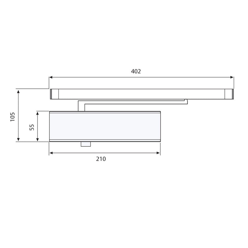 Cierrapuertas Tesa CT2300 plateado con guía deslizante para puertas de hasta 950mm