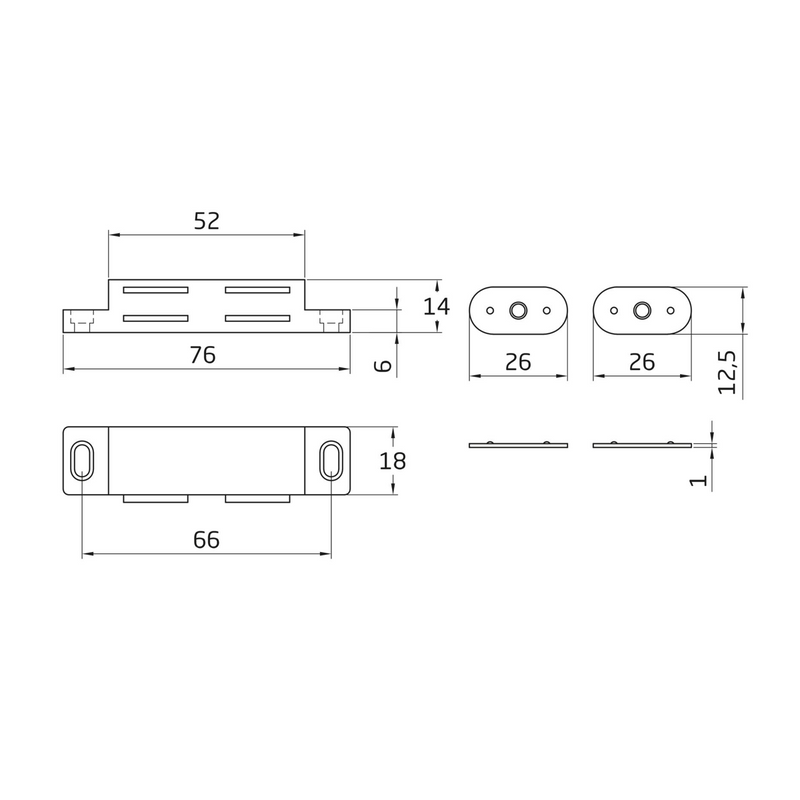 Brown Double Magnetic Catch for Cabinet Door Closing 6kg Strength