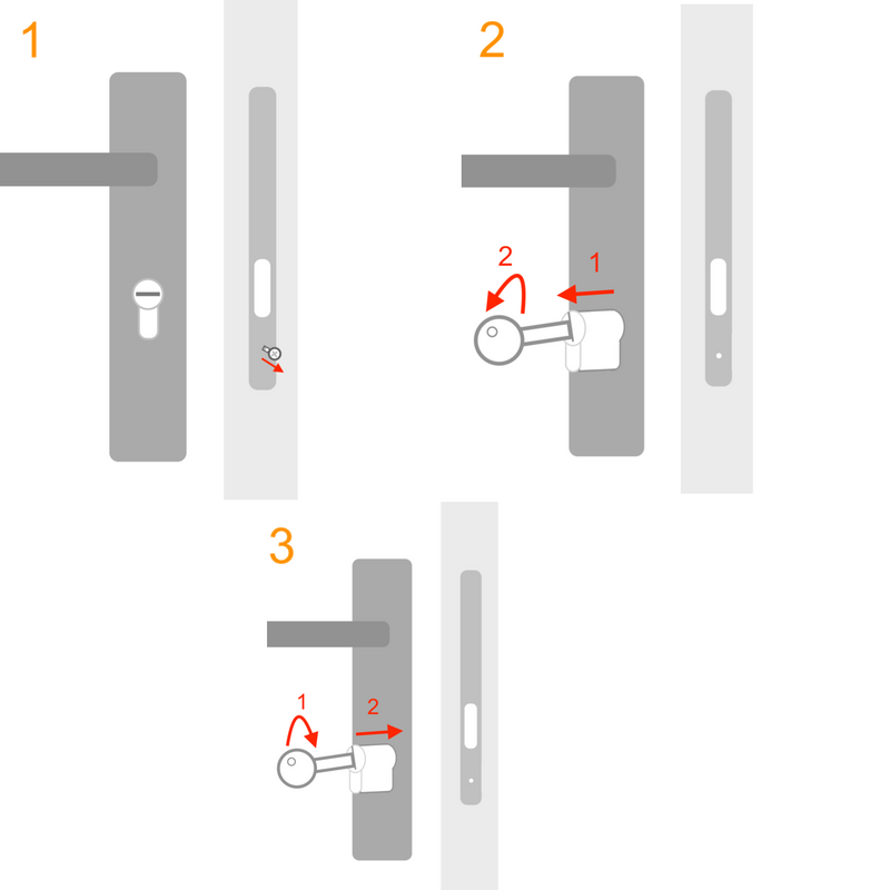 Cylinder lock key and nickel-plated button 30x30 