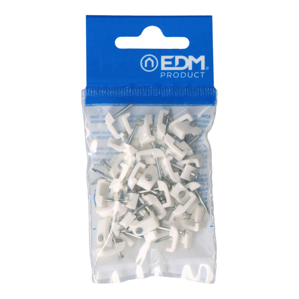 Grapa Blanca Para Cable Manguera Plana 2X1Mm N°03 (Blister 50 Unid, ) Edm