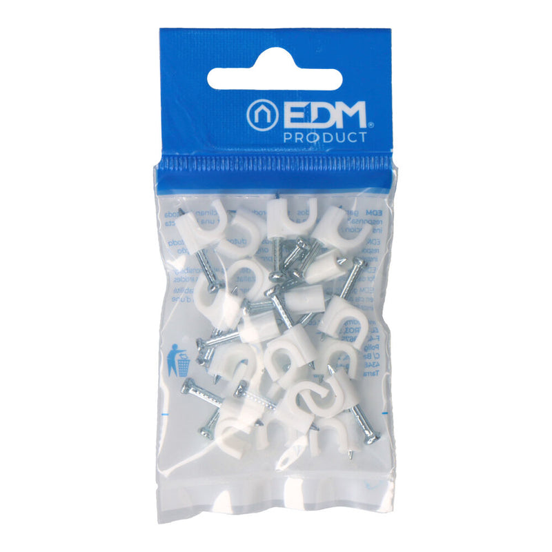 Grapa Blanca Cable Manguera Tubular 2X1Mm N°6 (Blister 20 Unid, ) Edm