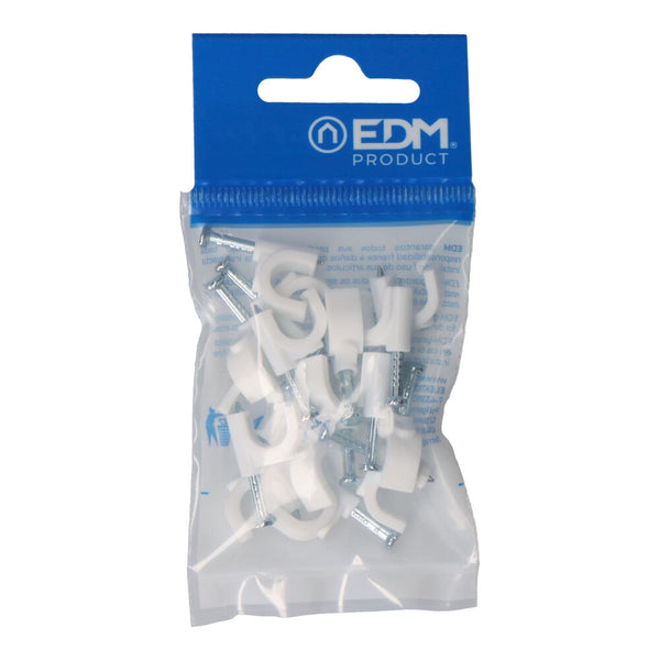 Grapa Blanca Cable Manguera Tubular 2X2,5Mm N°8 (Blister 15 Unid, ) Edm