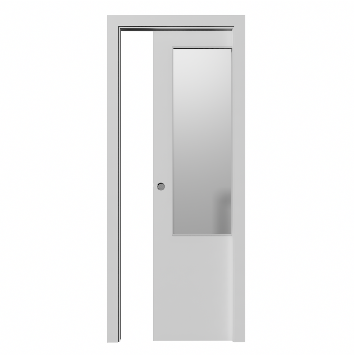 Puerta de medio vidrio corredera LISA ciega de 2030x605x35 en lacado blanco