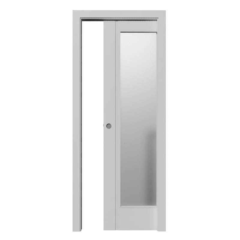 Puerta corredera con ventana grande WIDEL-V 2110x725x35mm núcleo macizo acabado blanco Incluye KIT