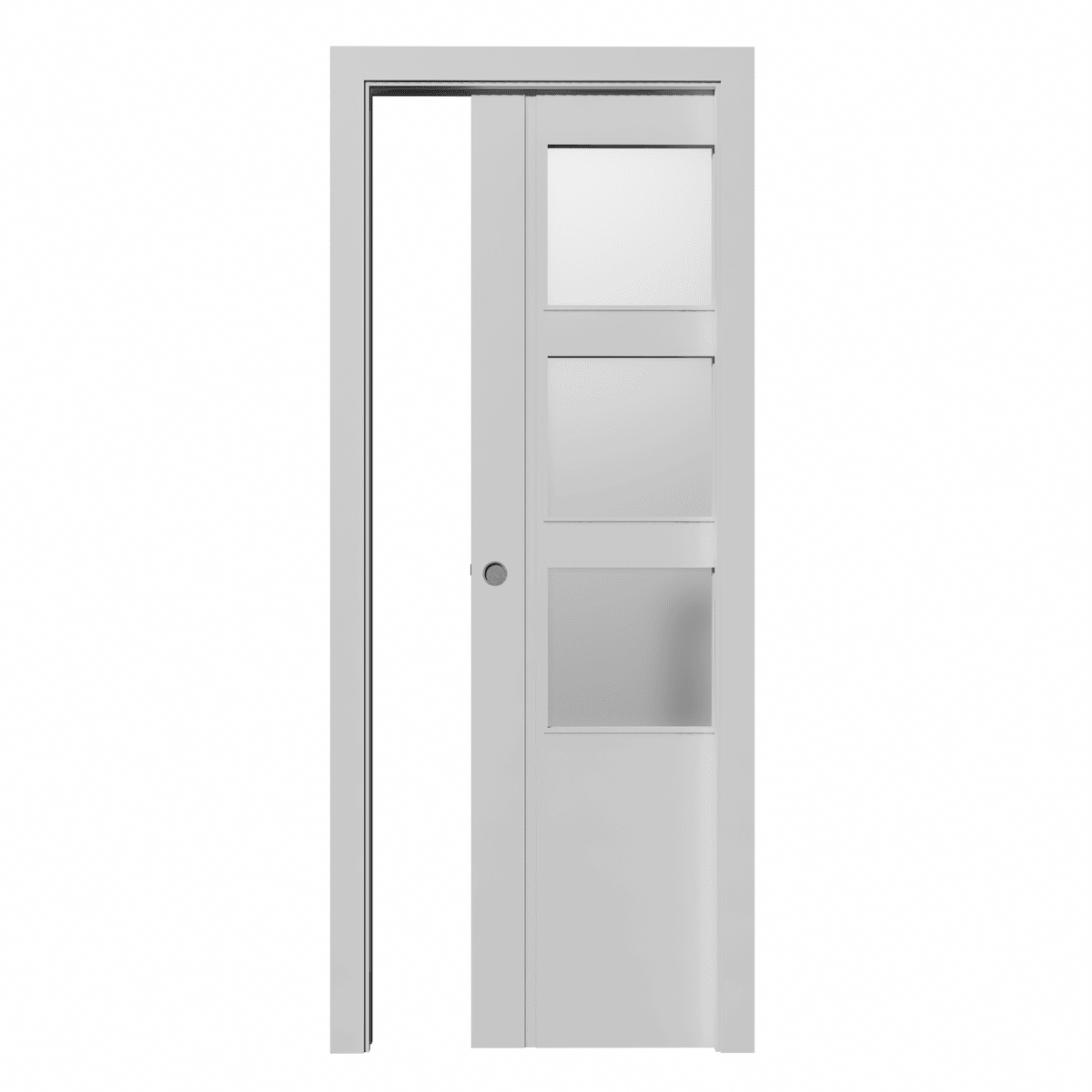 Puerta corredera con 3 ventanas WIDEL-V 2110x925x35mm núcleo macizo acabado blanco Incluye KIT