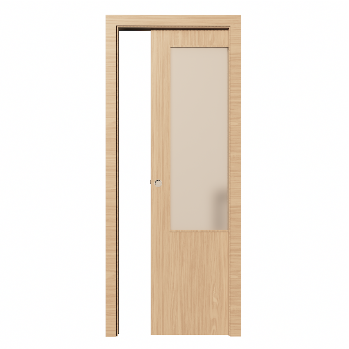 Puerta laminada LISA corredera con ventana 2030x925x35mm acabado roble ocaña Incluye KIT