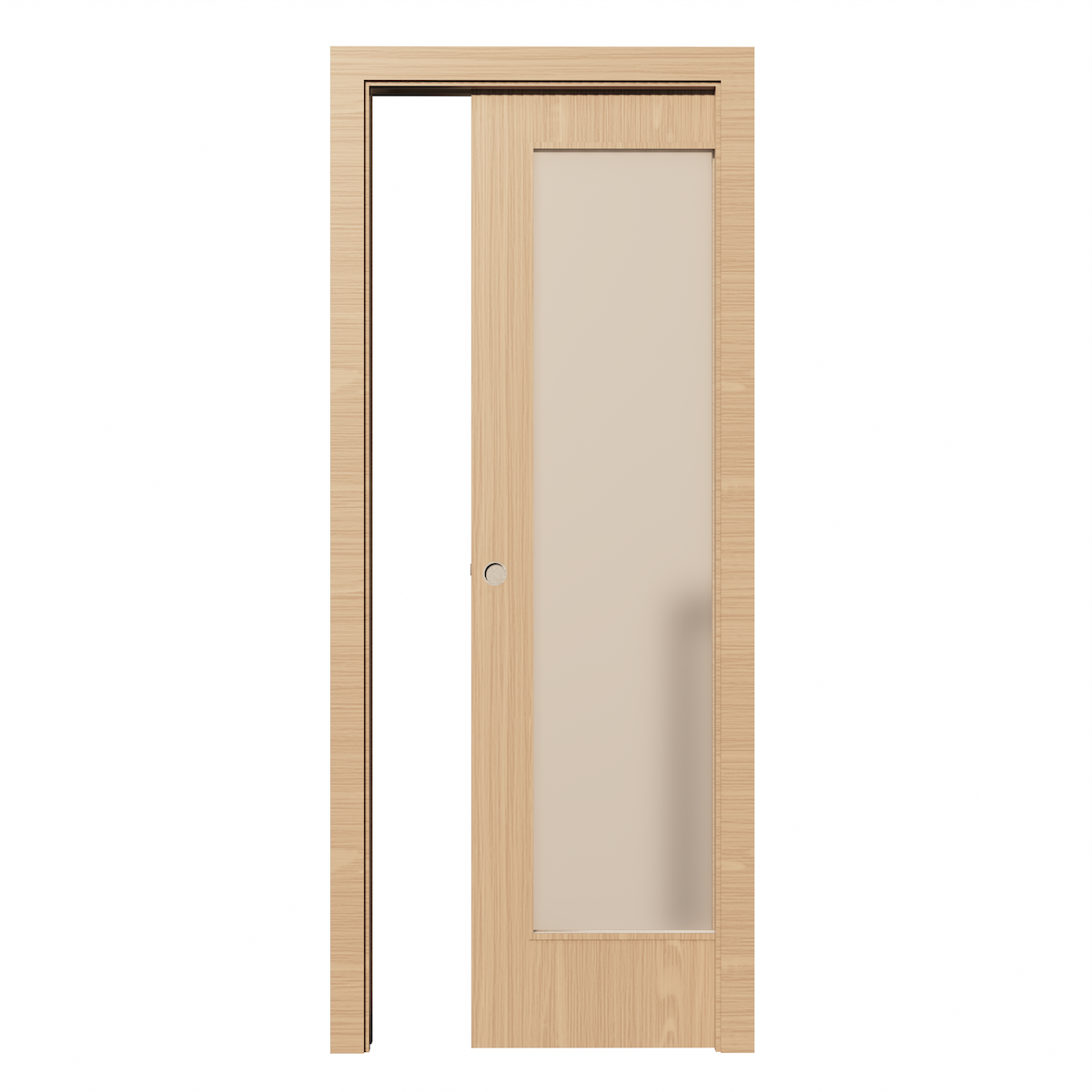 Puerta laminada LISA corredera con ventana grande 2030x725x35mm acabado roble ocaña Incluye KIT