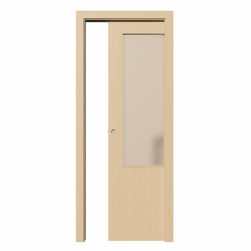 Puerta corredera LISA con ventana 2030x705x35mm haya vaporizado madera natural Incluye KIT