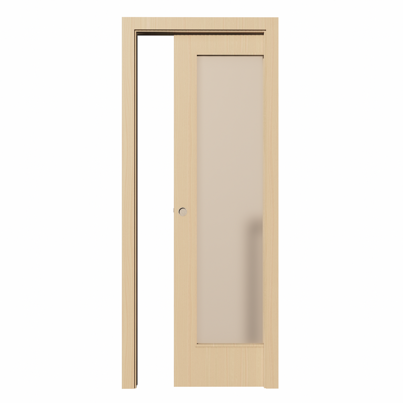 Puerta corredera LISA con ventanal 2030x825x35 de haya vaporizado en madera natural incluye KIT