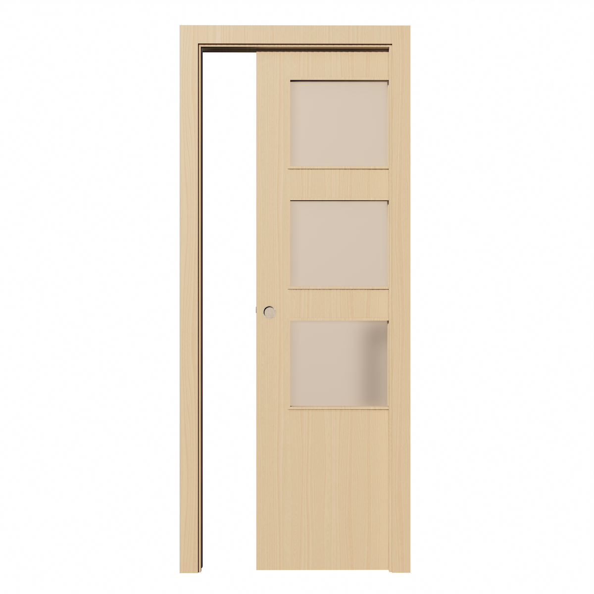 Puerta corredera LISA de 3 ventanas 2030x625x35 de haya vaporizado en madera natural