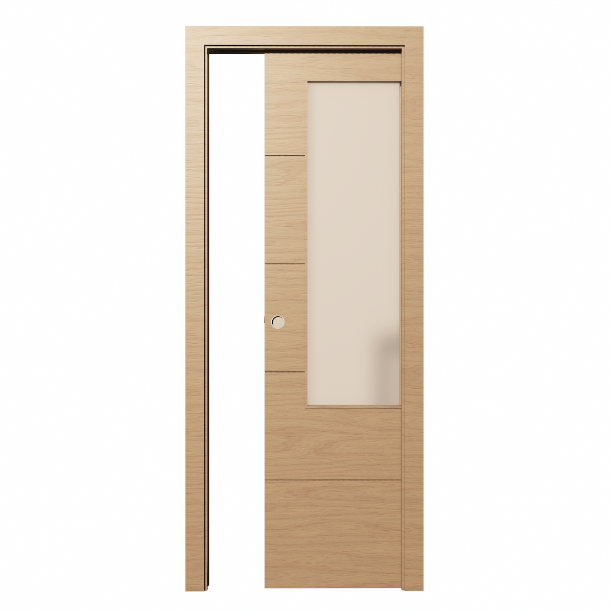 Puerta corredera con ventana LINES 2030x825x35mm roble barnizado madera natural Incluye KIT