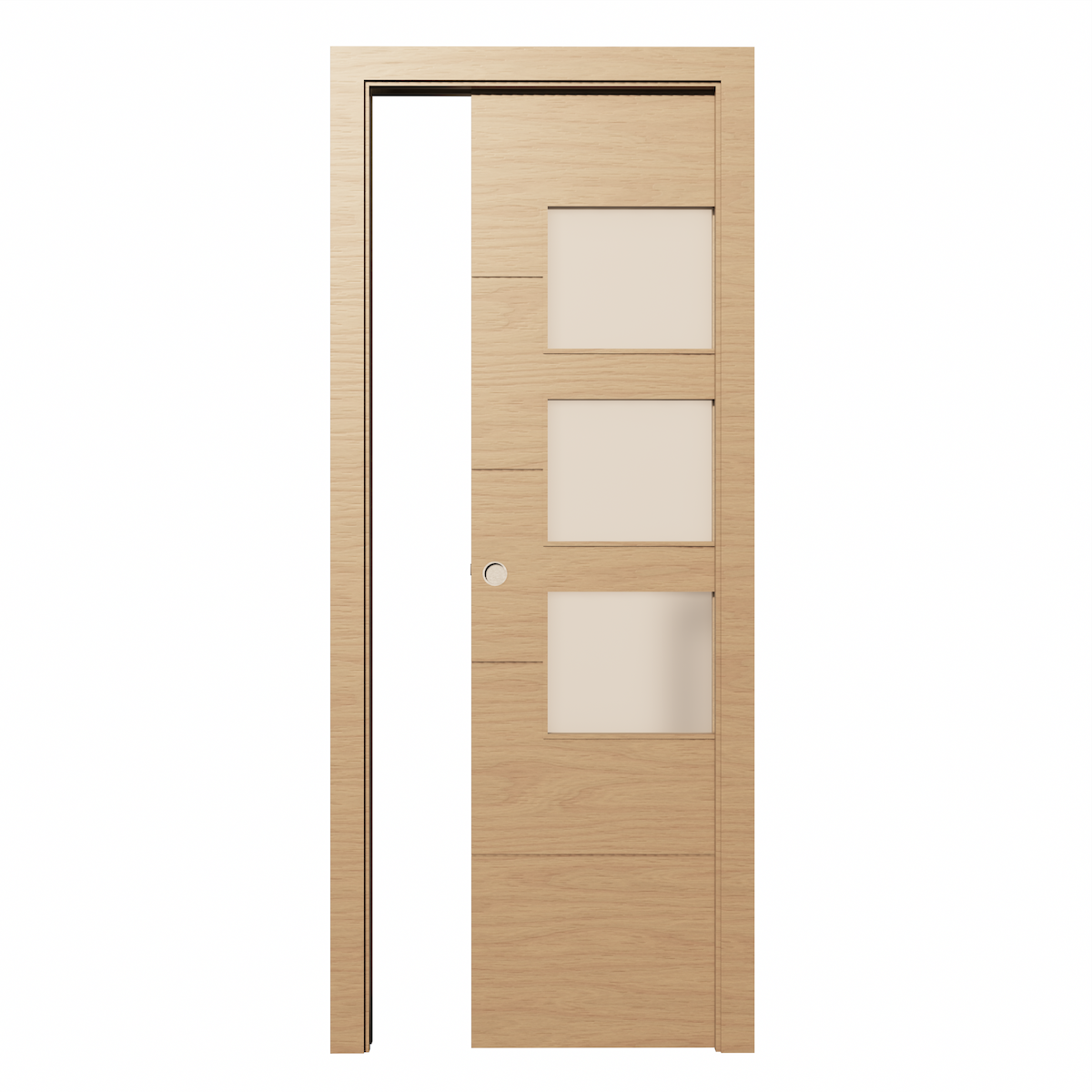 Puerta corredera con 3 ventanas LINES 2030x825x35mm roble barnizado madera natural Incluye KIT