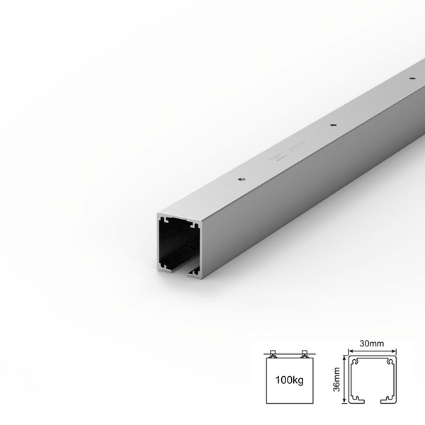 Guía 2203 plateada para herrajes de puerta corredera Lite+ 100 de 3 metros de largo