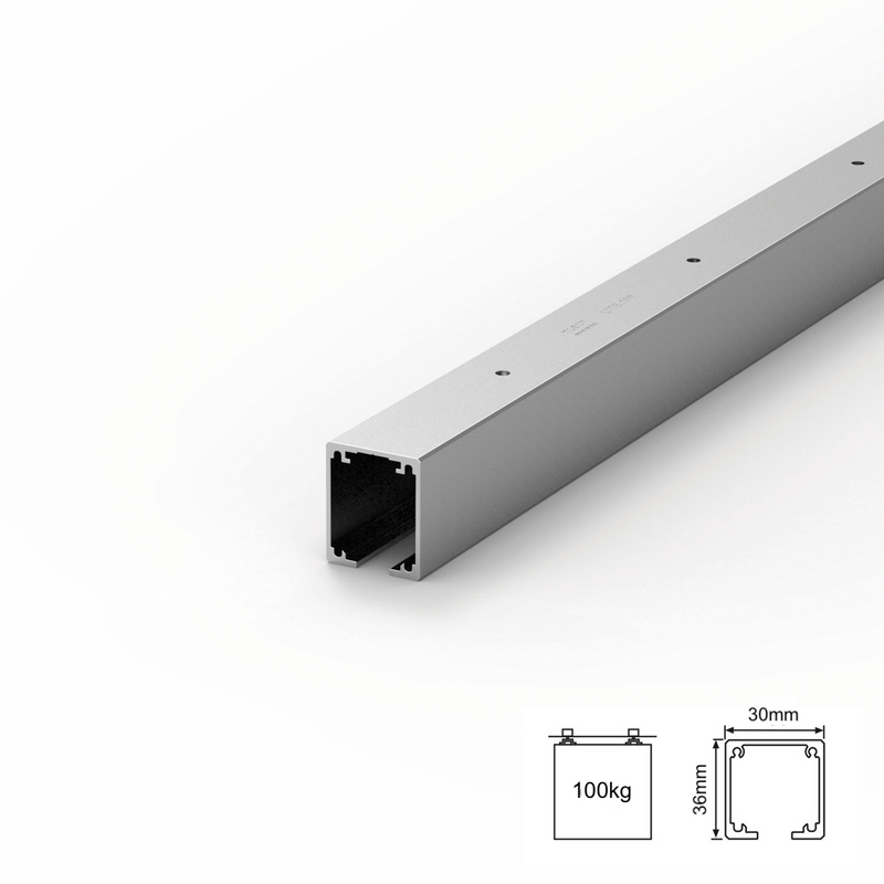 Guía 2202 plateada para herrajes de puerta corredera Lite+ 100 de 2 metros de largo