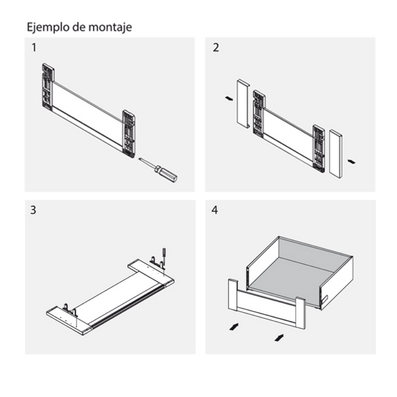 Set de conectores de 170mm de altura blancos para frontal de cajón interior