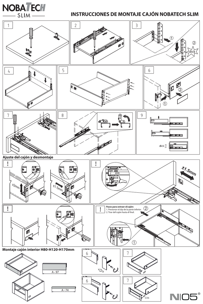 White modular-Slim drawer with pressure opening, 120 high and 350 wide