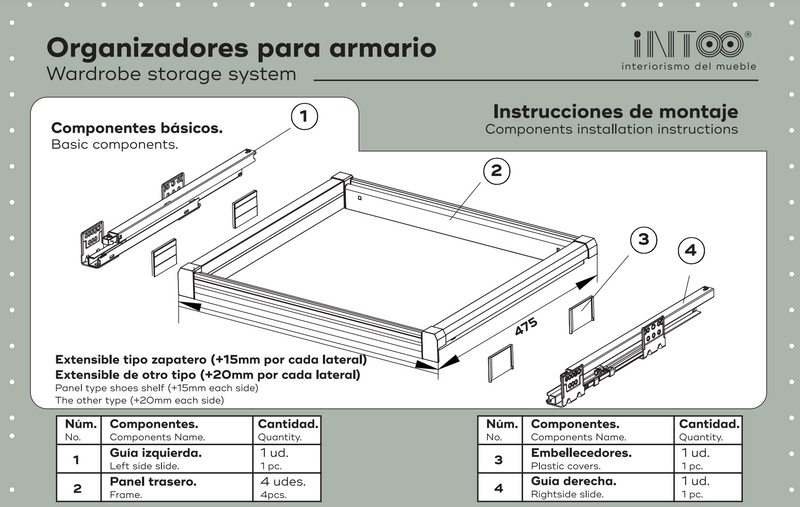 Cajón modular metálico de 900mm en acabado marrón de 130mm de altura